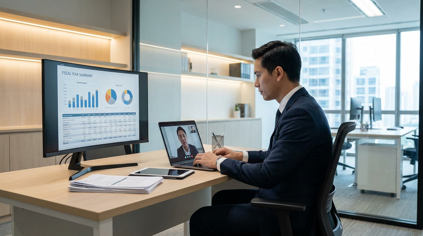 Operator reviewing company formation documents